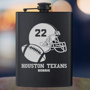 Personalized Sports Football Helmet NFL Houston Texans Black Flask | NFL